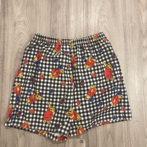 Vintage Disney Pooh Bear Flannel Cotton Checkered Pajama Shorts